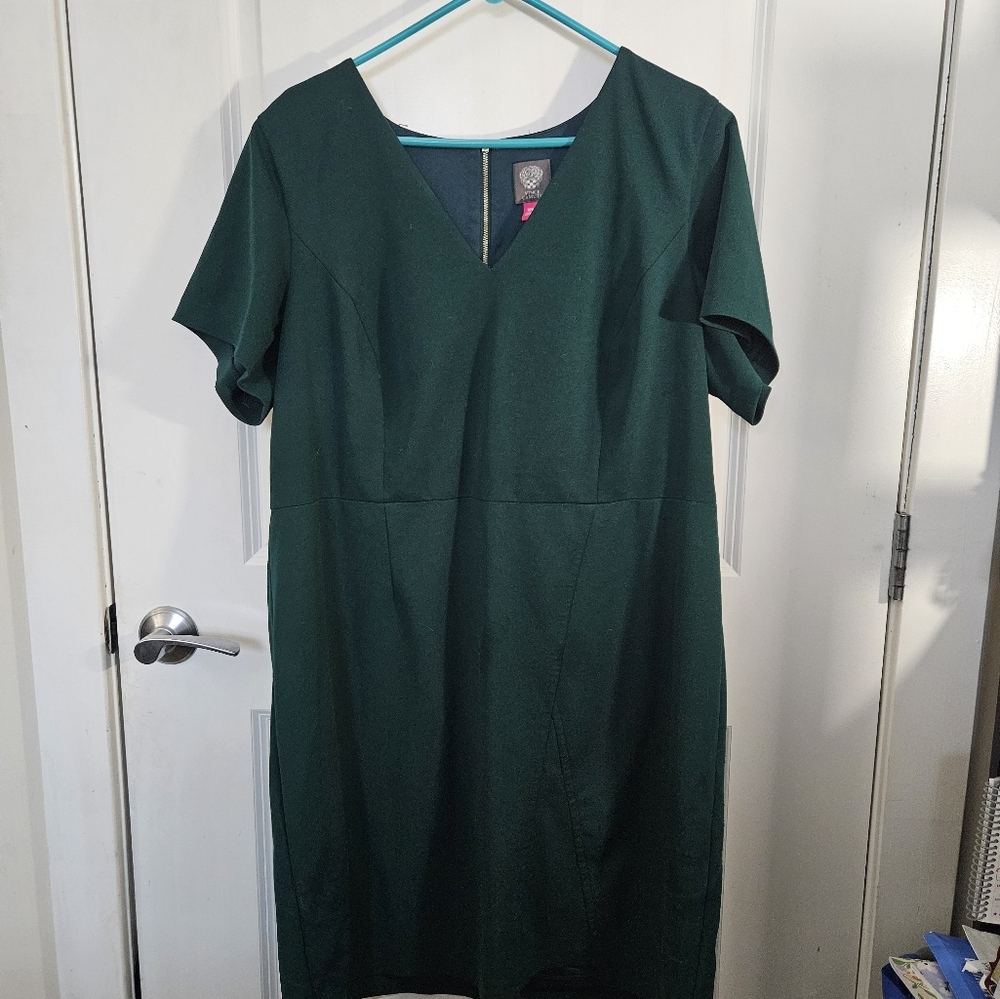 VINCE CAMUTO Womens Green Zip Closure Plus 18w